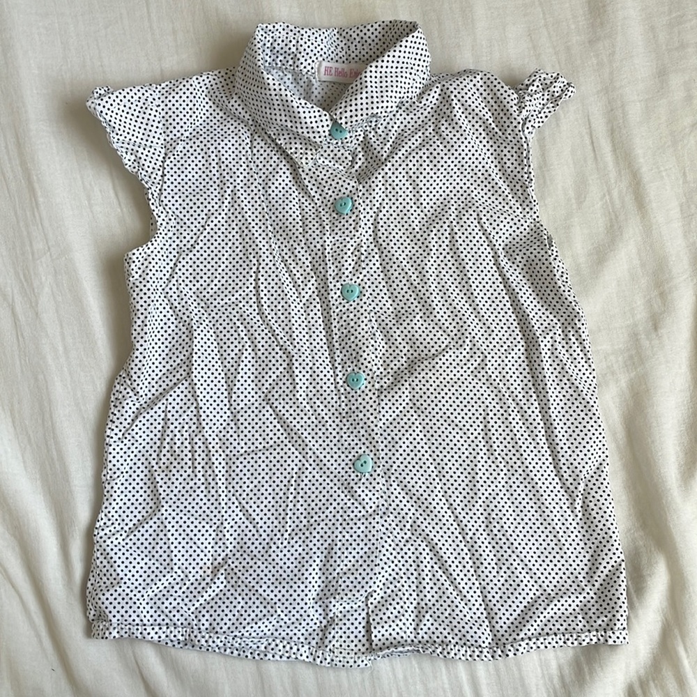 Polka Dot Short Sleeve Girls Blouse